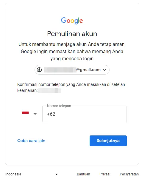 Lupa Password Gmail android